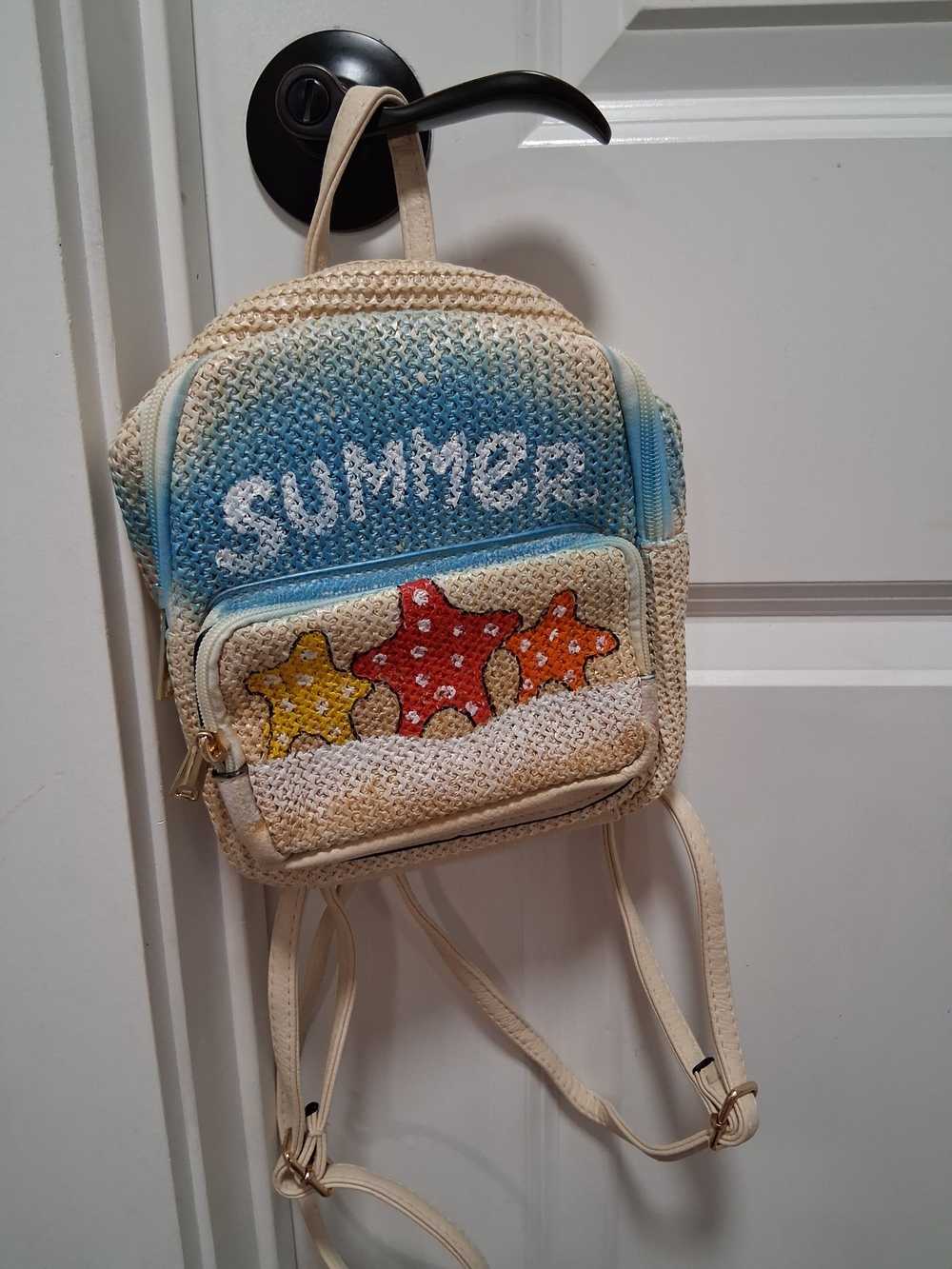 Mini Summer Starfish Backpack - Cream & Blue